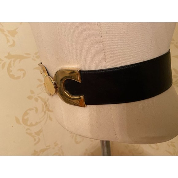 Spain Avignon Leather Black Belt Ladies Size 32 - Picture 3 of 4